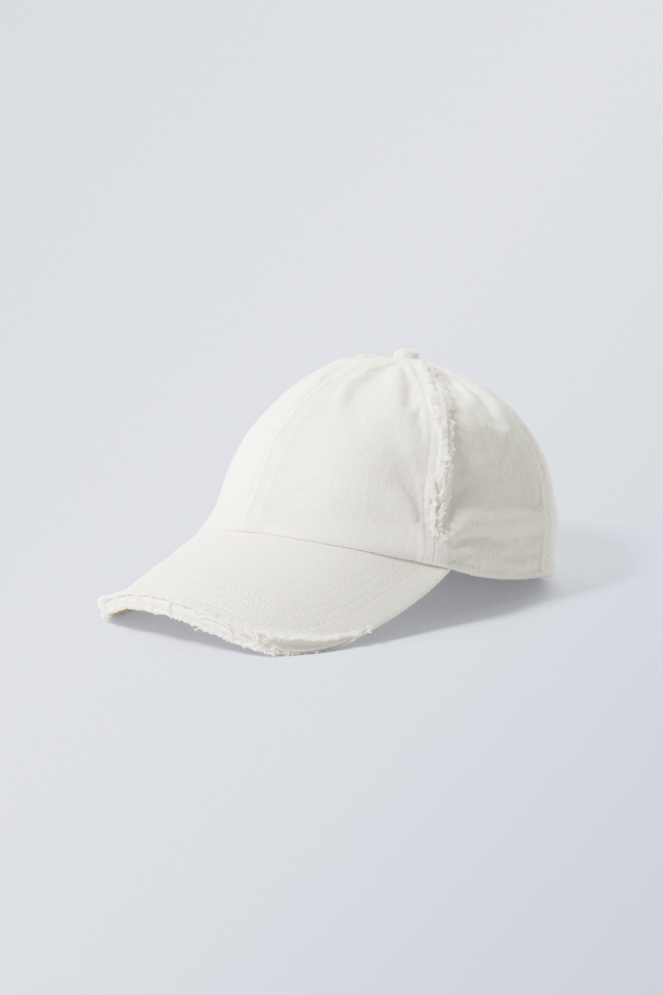 White - Essential Cotton Frayed Edge Cap - 0