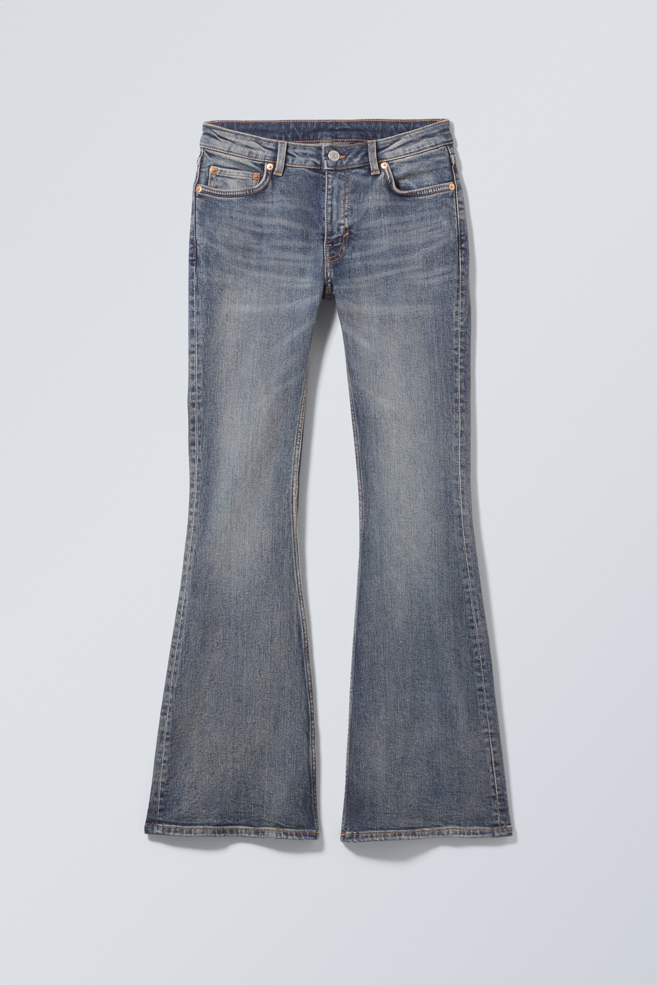 Größeres Bild ansehen: Flame Low Waist Slim Flared Leg Jeans - Metro Blau - Mittelblau - Ladies | H&M DE 1