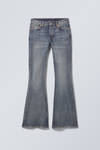flame low rise slim flared leg jeans - Metro Blue - Medium