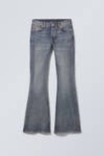 Metro Blue - Medium Blue - Flame Low Rise Slim Flared Leg Jeans - 0