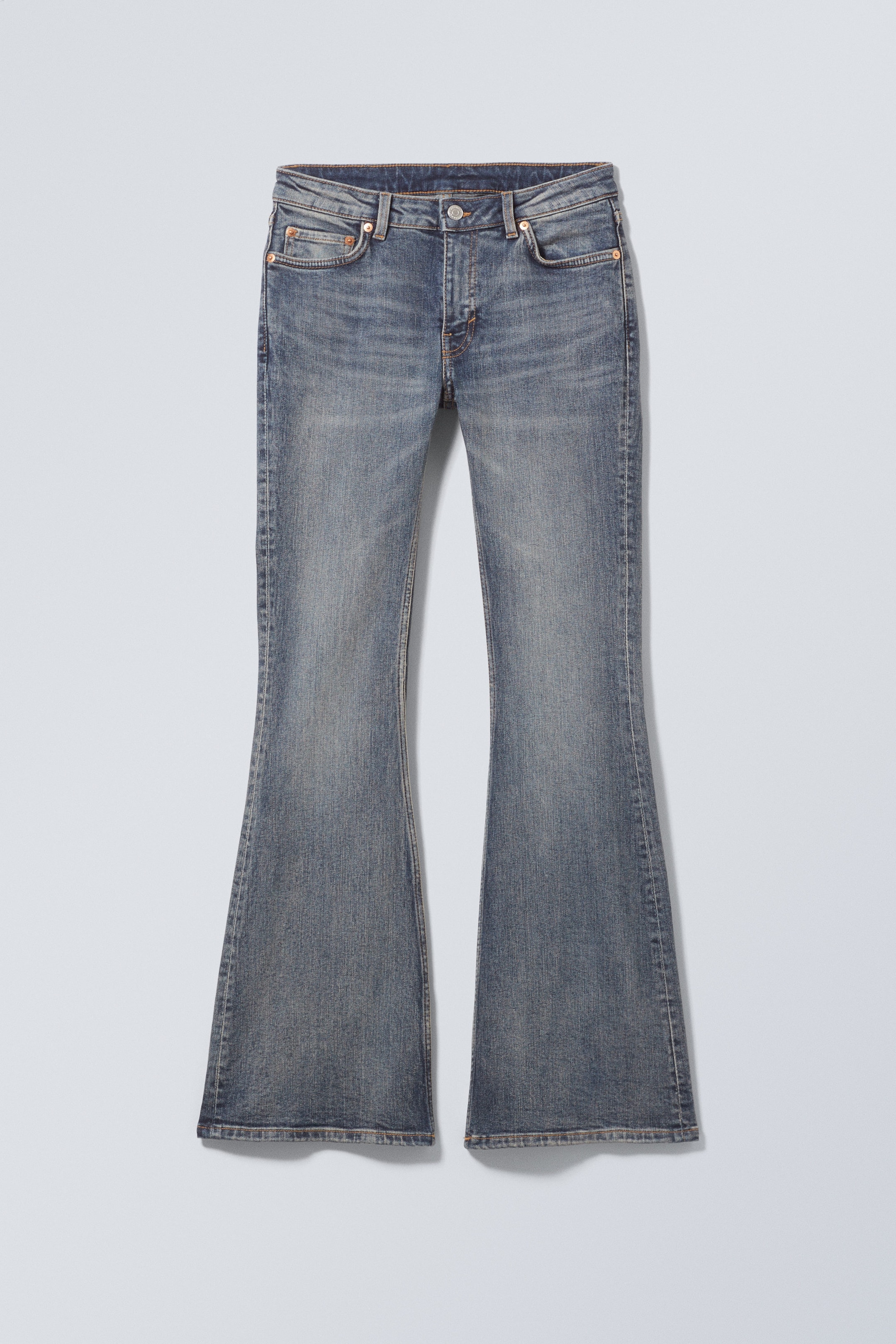 Metro Blue - Medium Blue - Flame Low Rise Slim Flared Jeans - 0