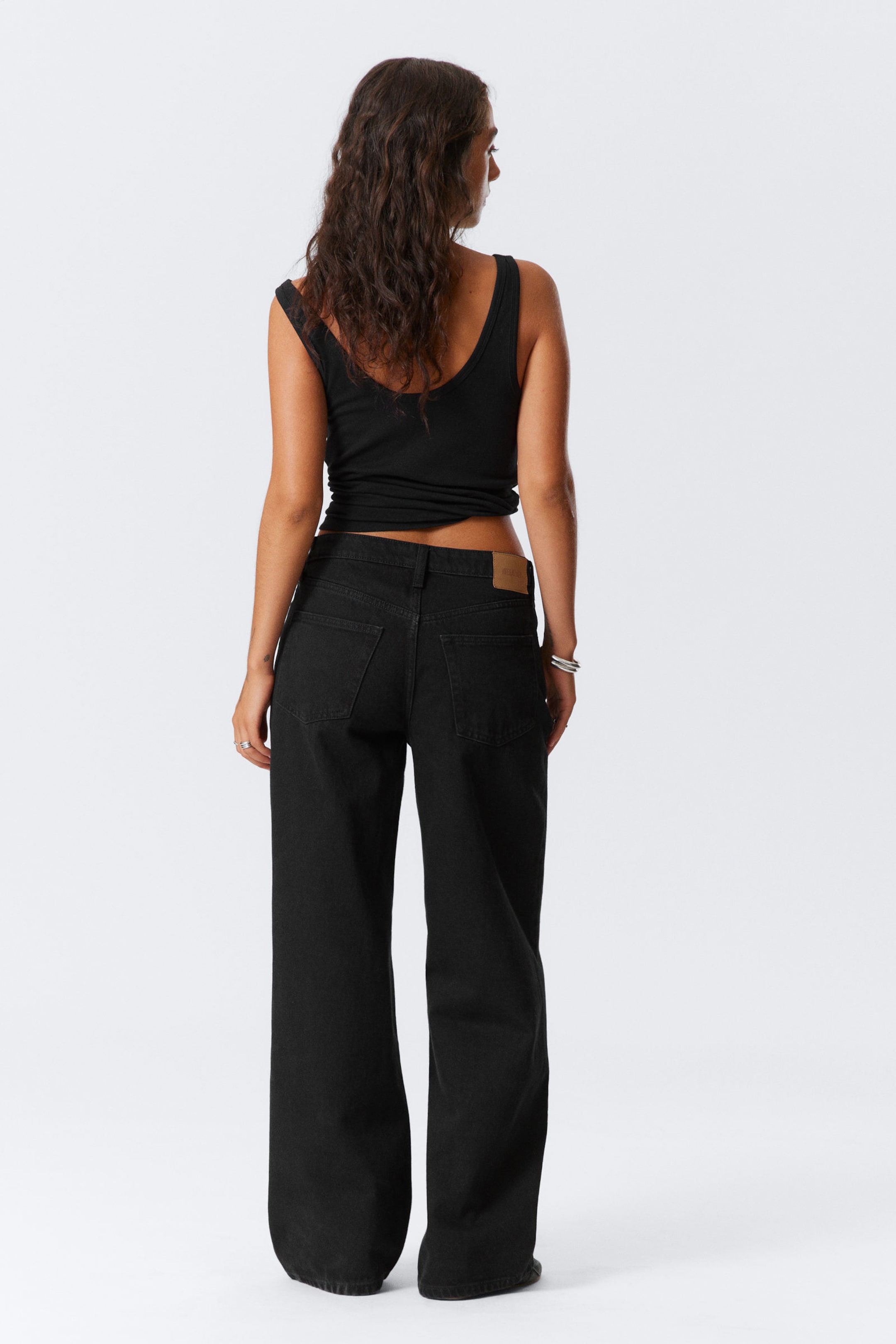 Black Rinse - Black - Area Mid Rise Loose Wide Leg Jeans - 4