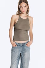 Dusty Grey - Schmal geschnittenes Racerback-Tanktop - 0