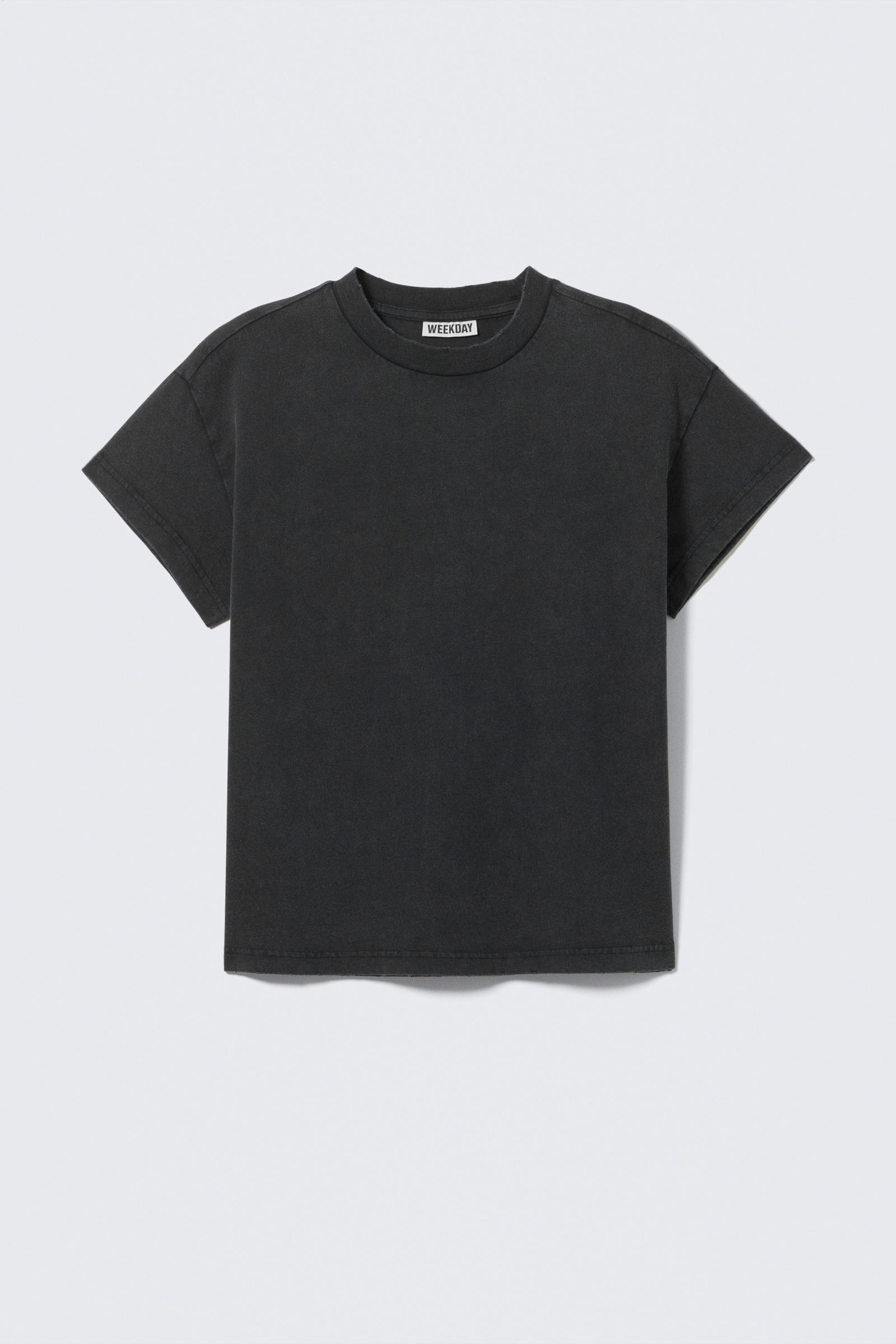 Svart - T-shirt i boxig modell med holkärm i bomull - 3