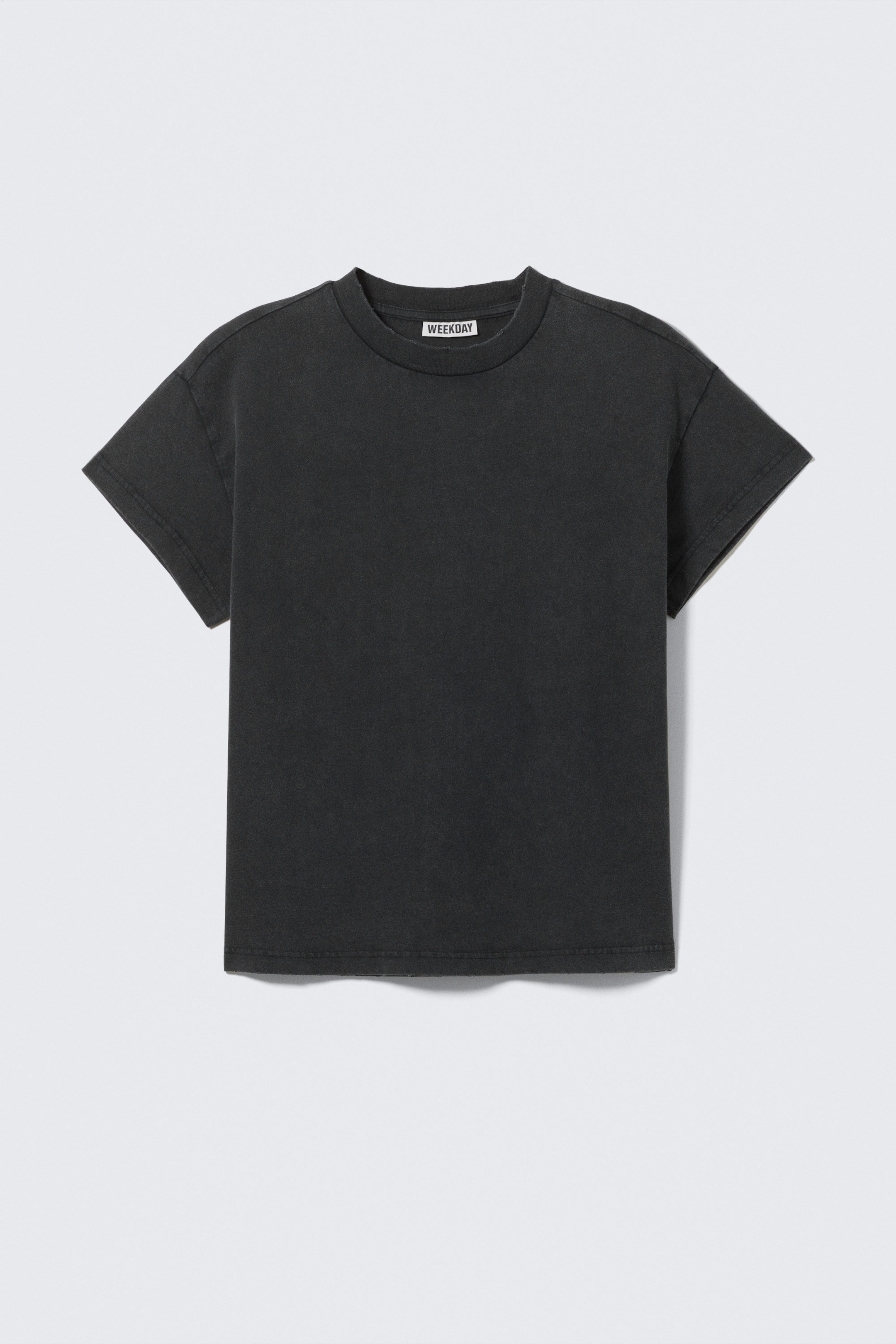 Schwarz - Boxy T-Shirt aus Baumwolle mit Flügelärmeln - 0