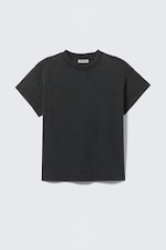 Schwarz - Boxy T-Shirt aus Baumwolle mit Flügelärmeln - 0