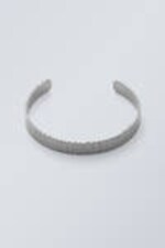Zilverkleurig - Geplooide metalen armband - 0