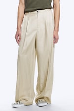 Vaal lichtbeige - Nate ruimvallende linnen kostuumpantalon - 1