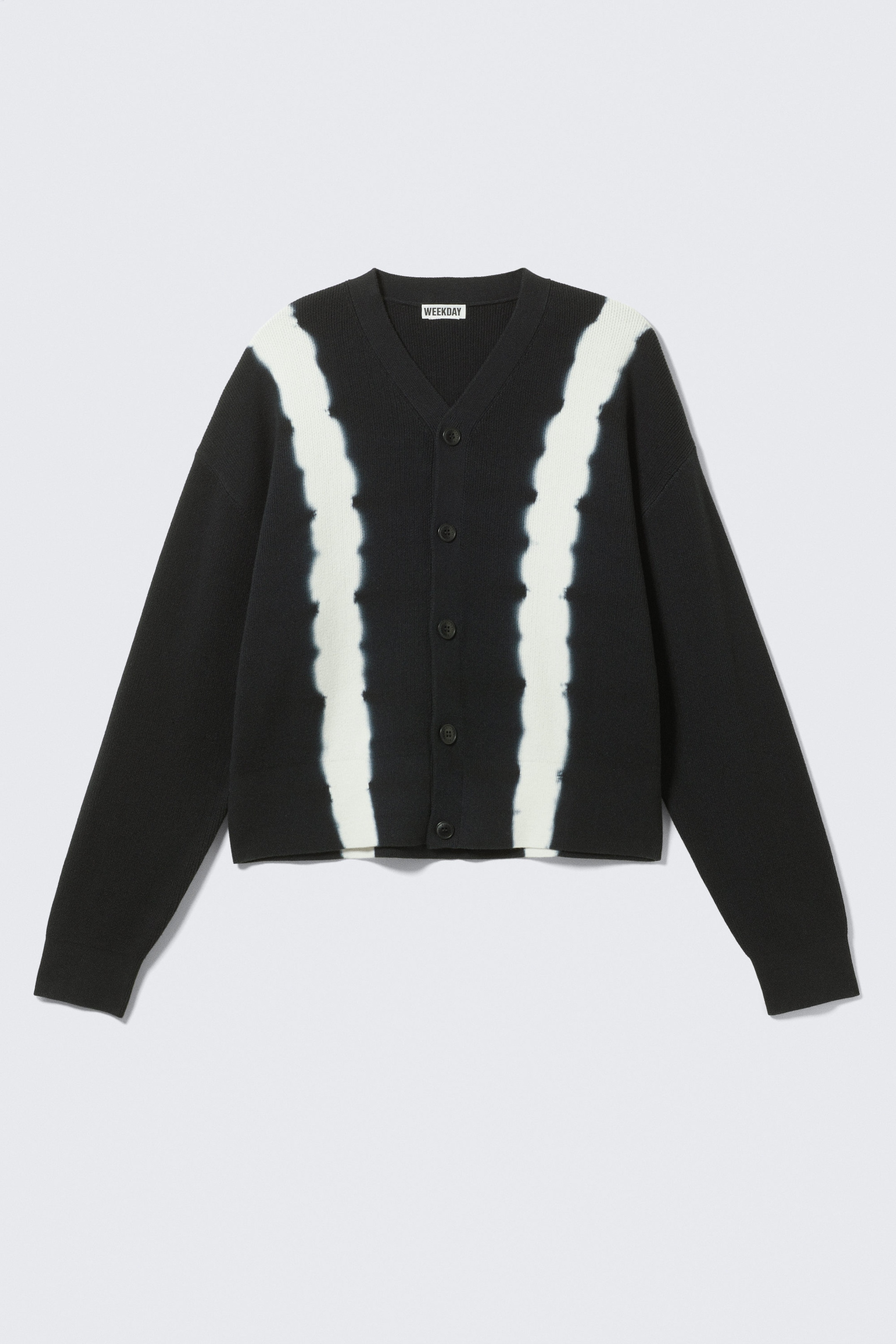 Black Tie-Dye - Knitted Boxy Tie-Dye Cardigan - 0