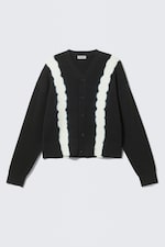 Black Tie-Dye - Knitted Boxy Tie-Dye Cardigan - 0