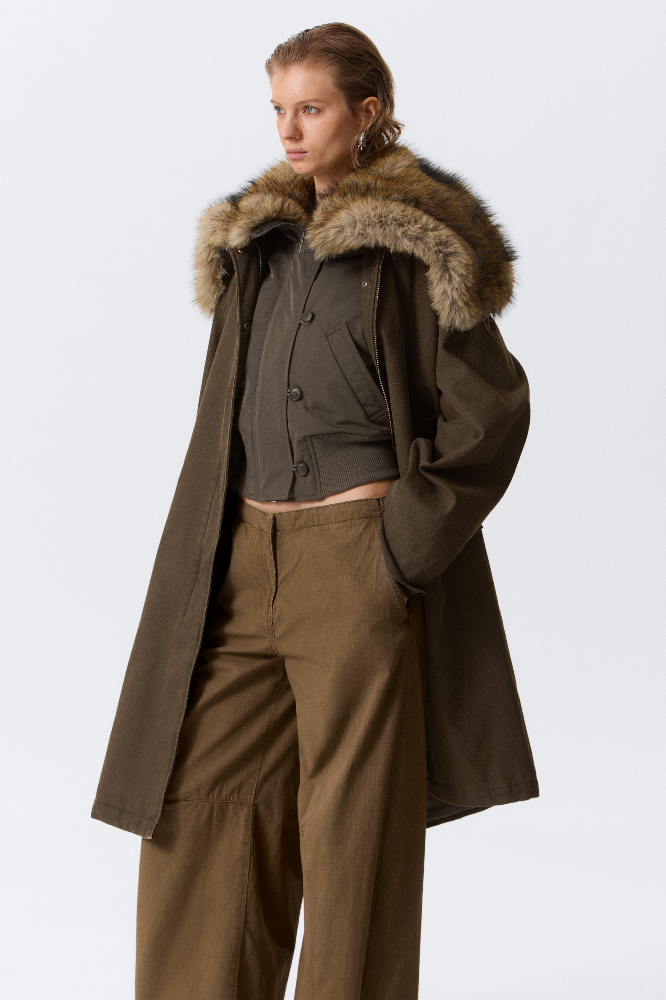 Dark Grey - Convertible Hood Bomber Vest - 3