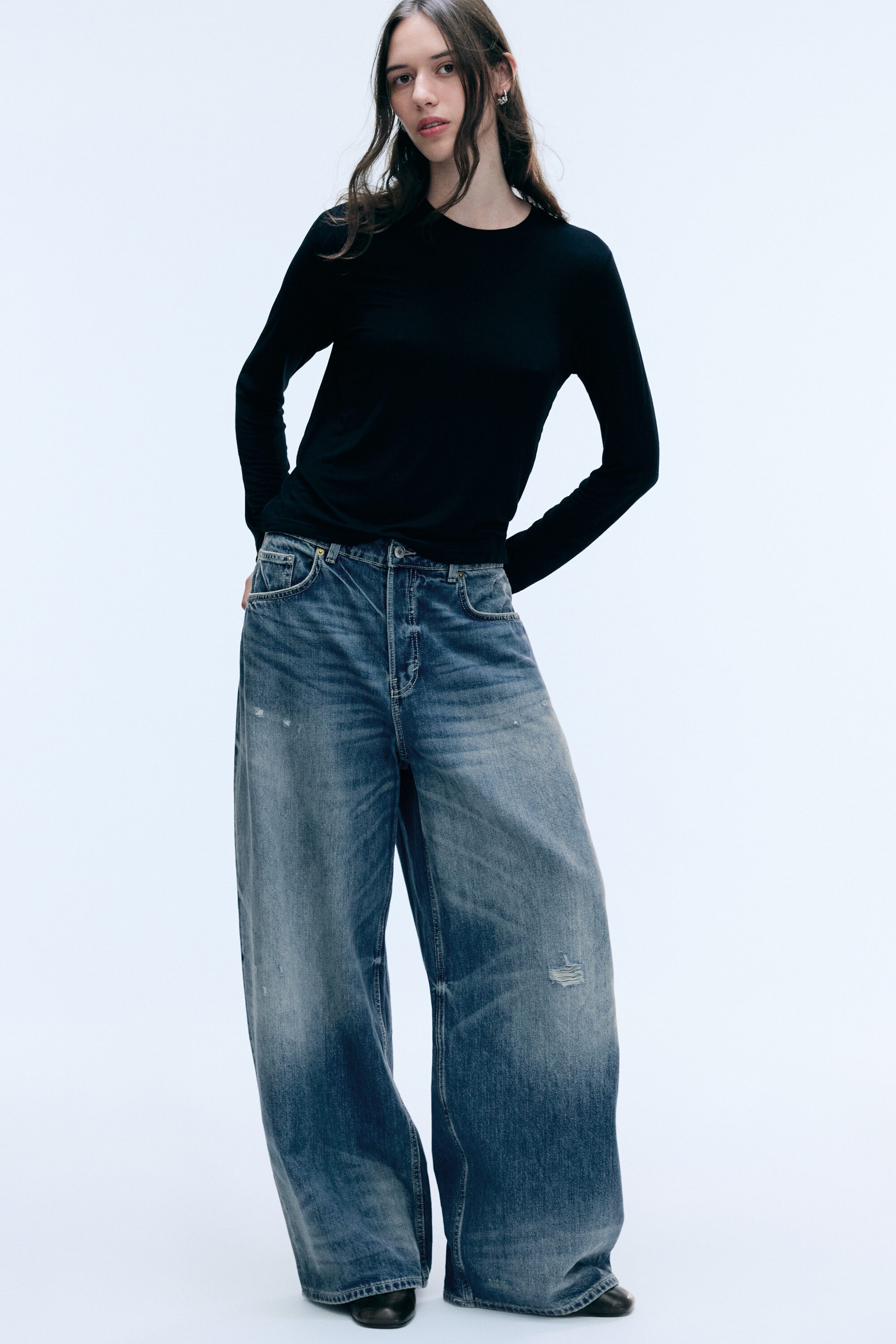 Black - Sheer long-sleeve T-shirt - 2