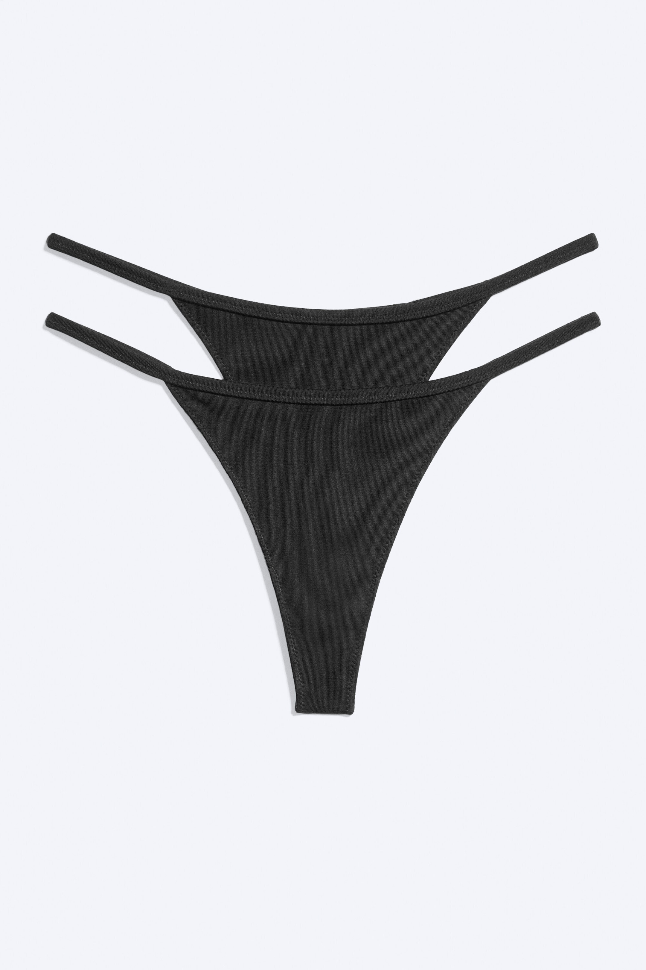 Schwarz - 2er-Pack Tangas aus Modalmischung - 1