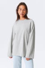 Hellgrau - Oversized-T-Shirt mit langen Ärmeln - 0