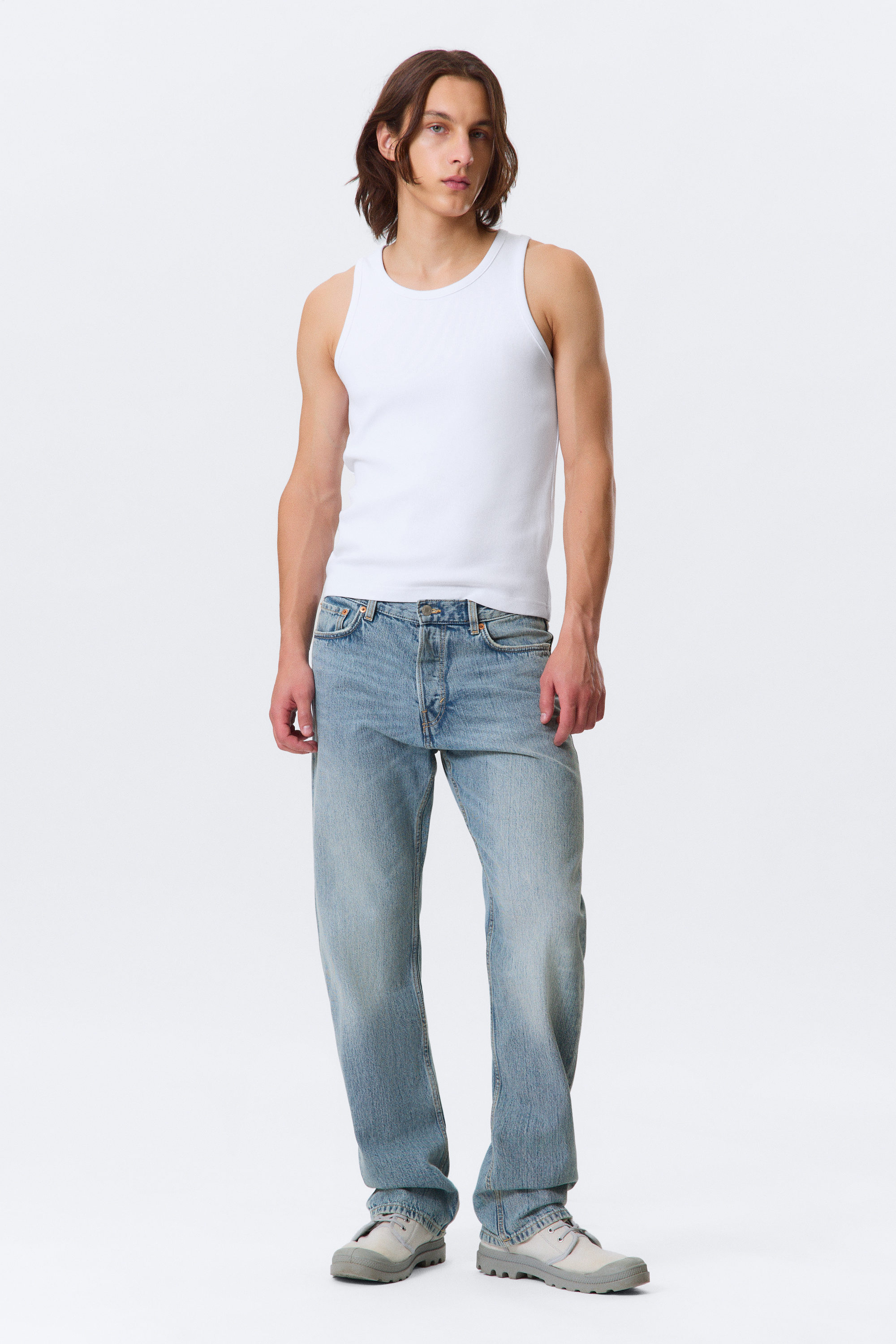Blue Stream - Mittelblau - Space Relaxed Straight Leg Jeans - 1