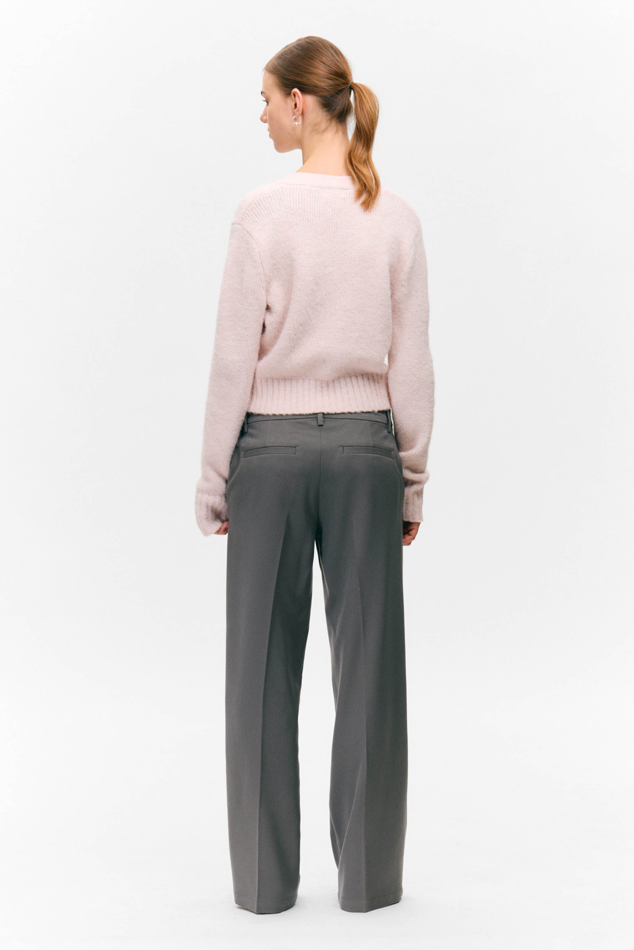 Dark Grey - Low Waisted Pleated Suiting Trousers - 3