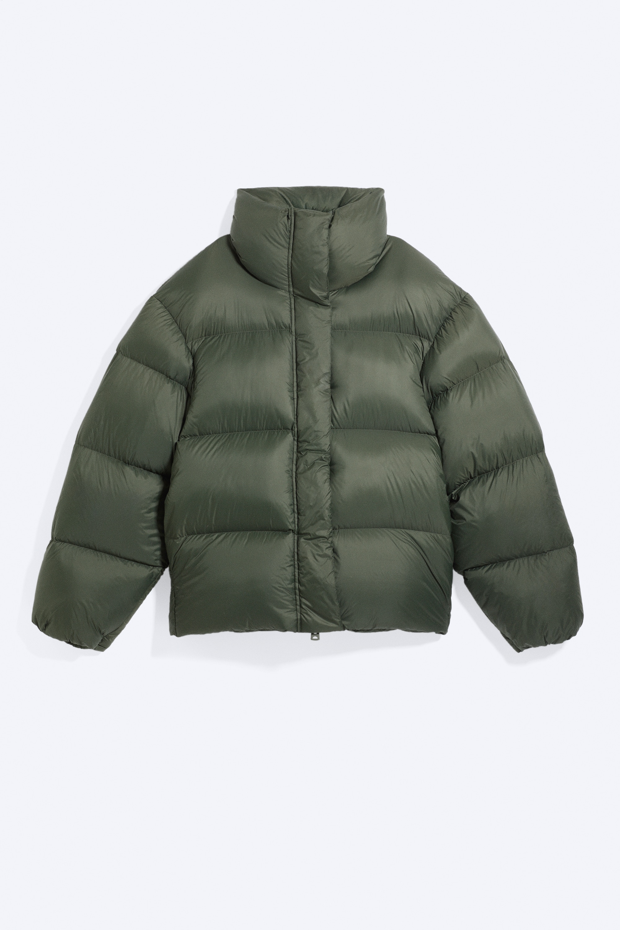 Oversized Recycled Down Puffer Jacket - Sötét khaki zöld/Dark Brown
