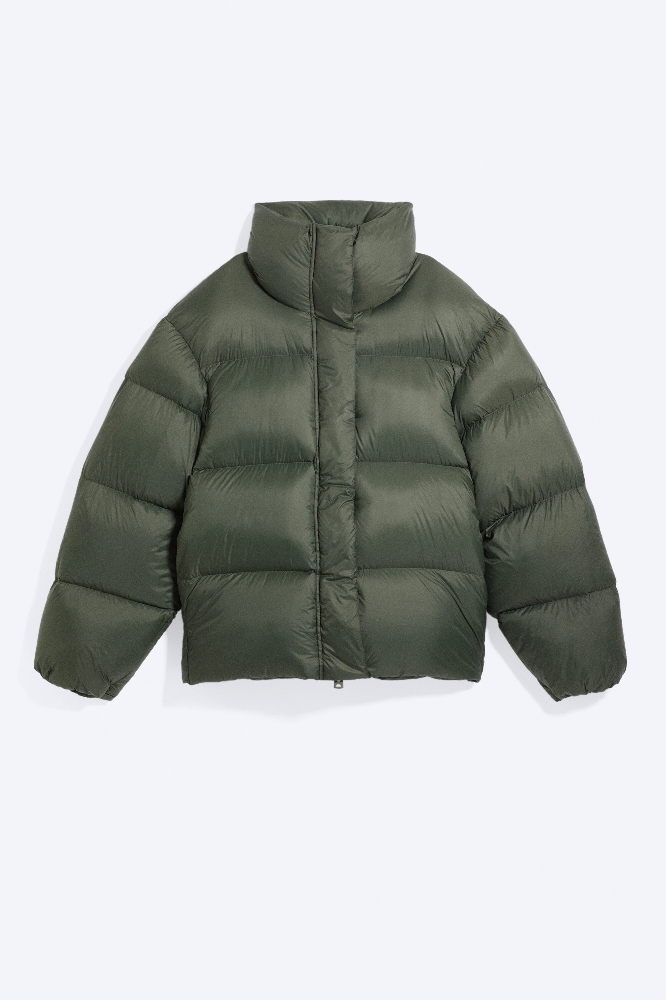 Dark Khaki Green - Oversized Recycled Down Puffer Jacket - 5