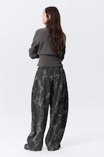 Dark Grey - Camo - Loose Printed Cotton Terry Sweatpants - 2