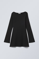 Schwarz - Langärmeliges Minikleid - 0