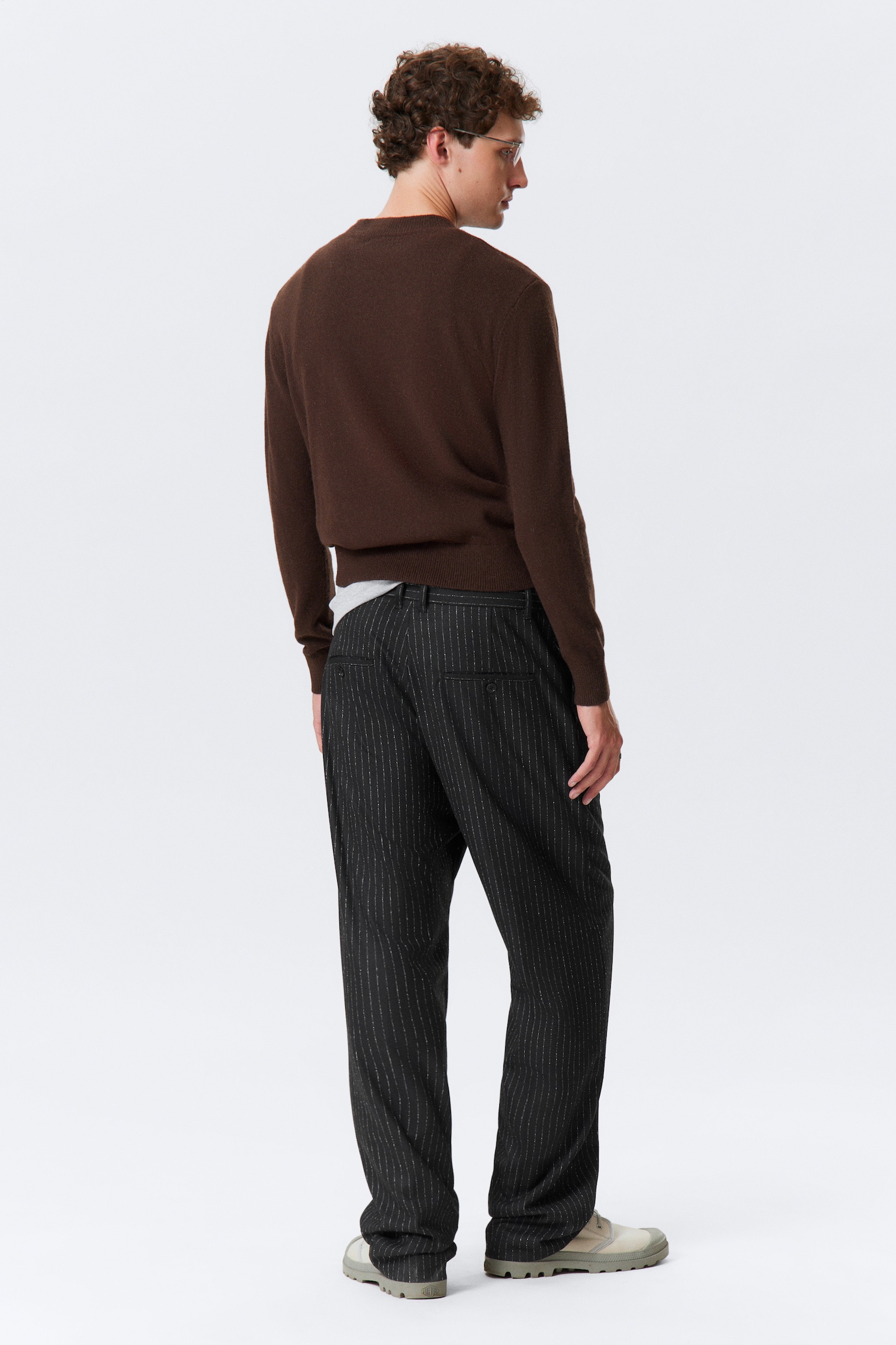 Oversized Suit Trousers - Zwart met krijtstreep/Zwart - 5