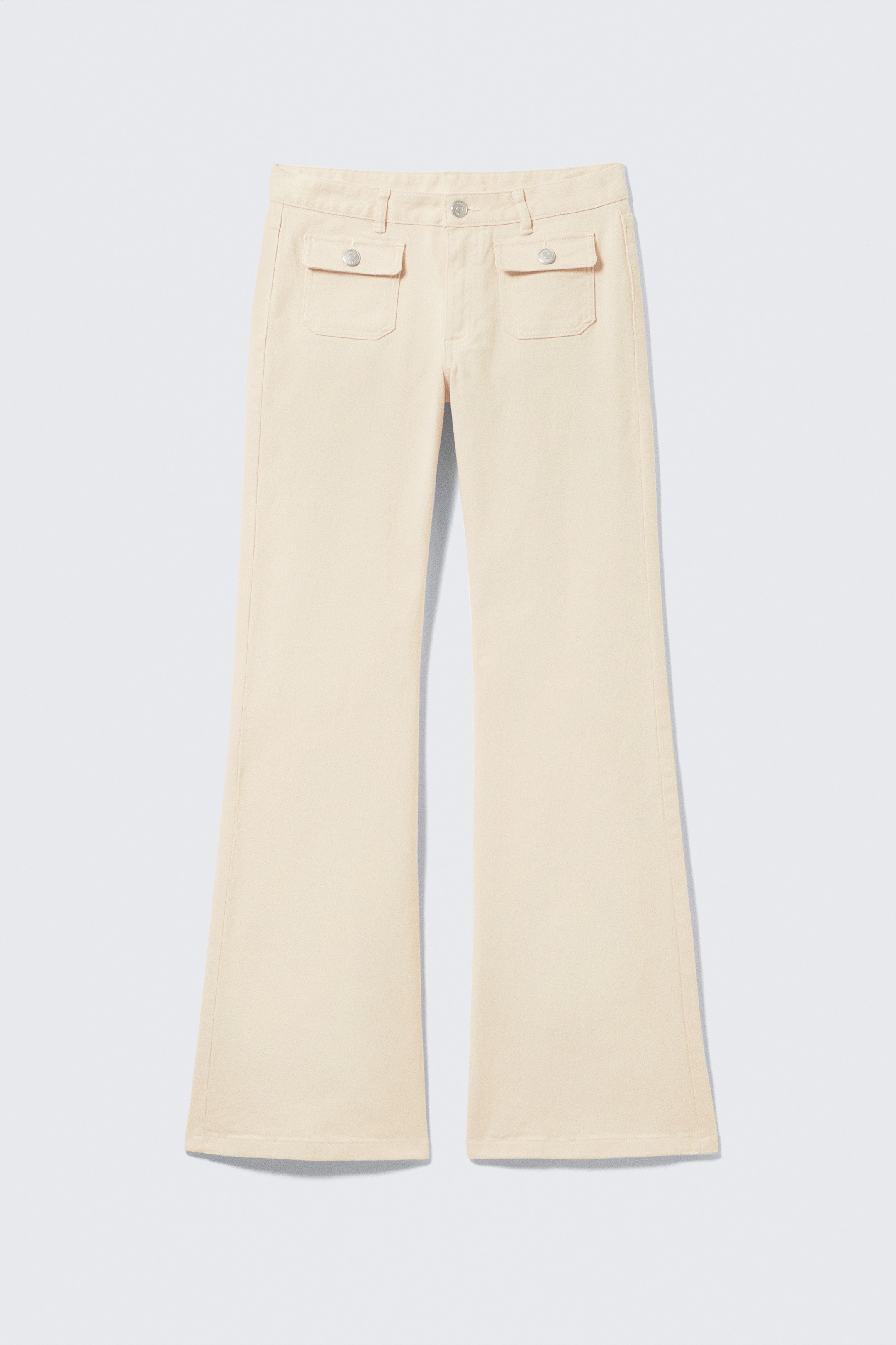 Zobraziť väčší obrázok: Low Waisted Bootcut Twill Trousers - Light Beige - ŽENY | H&M SK 1