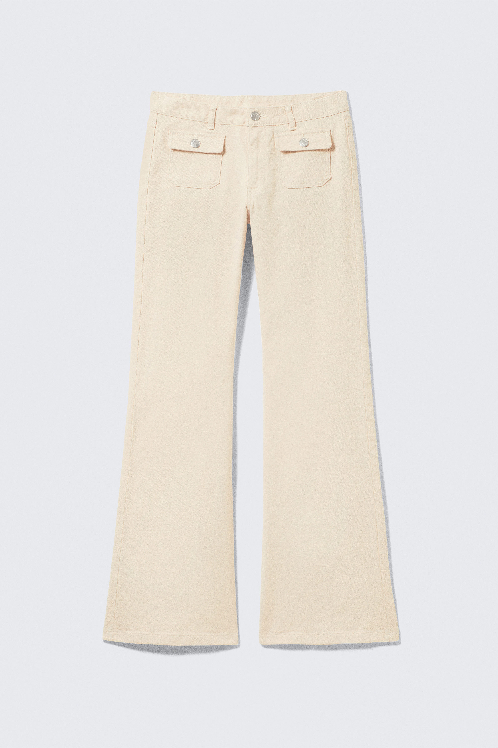 Light Beige - Low Waisted Bootcut Twill Trousers - 4