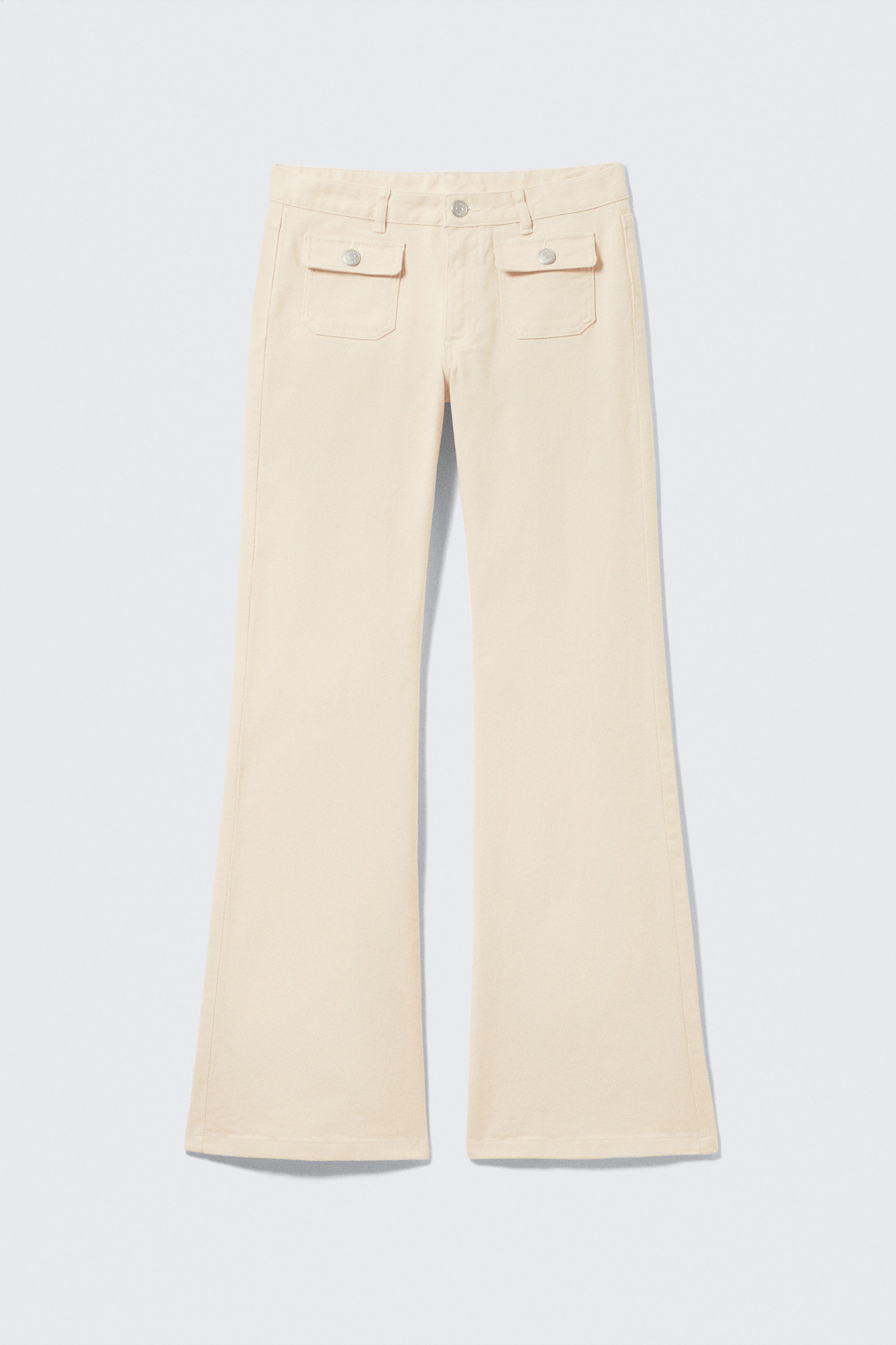 Hellbeige - Niedrig taillierte Bootcut-Hose aus Twill - 4