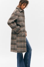 Dusty Mole Check - Knee-Length Single-Breasted Coat - 2