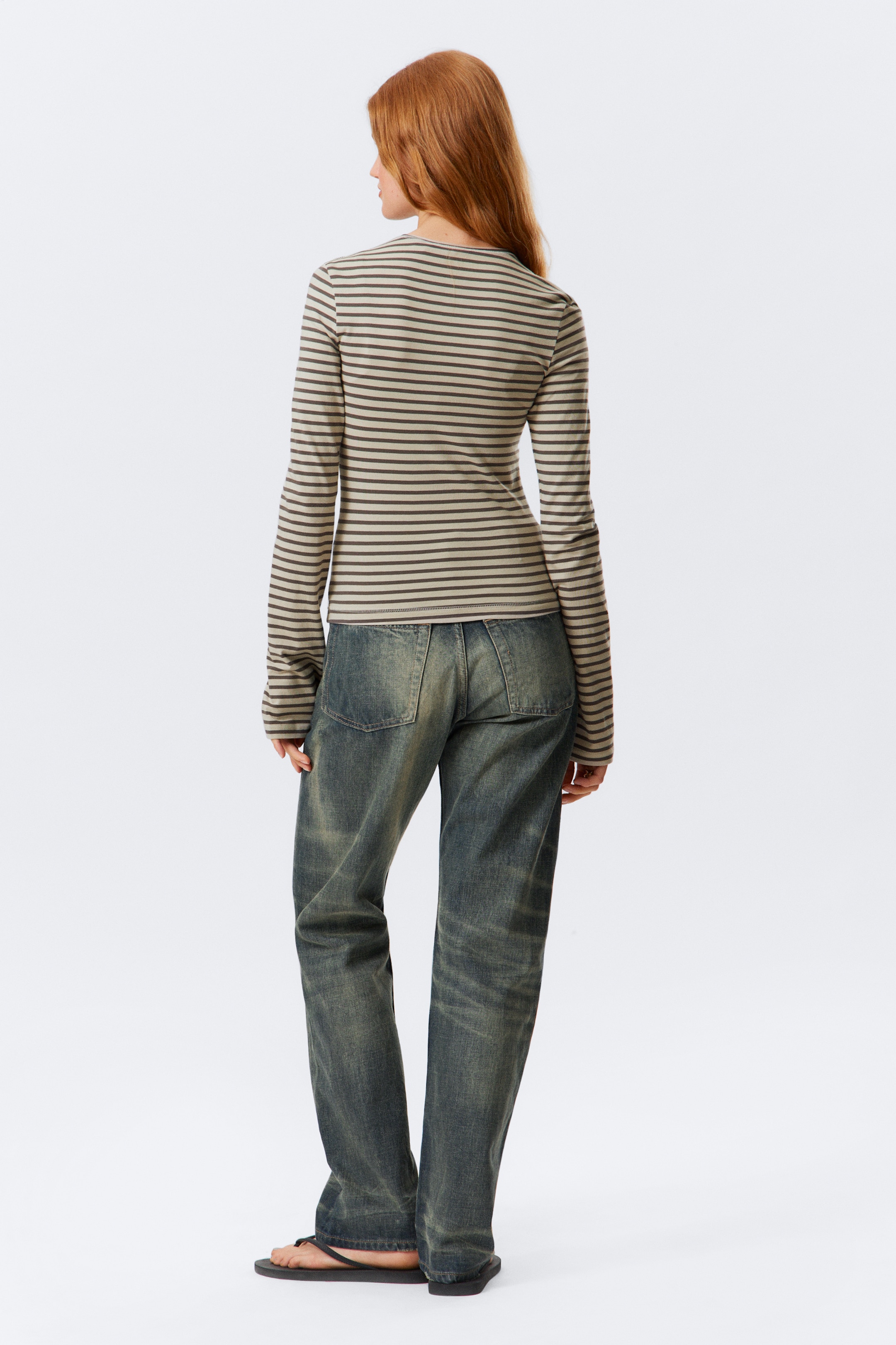 Grösseres Bild ansehen: Longsleeve aus Baumwolle - Taupe gestreift - DAMEN | H&M CH 3