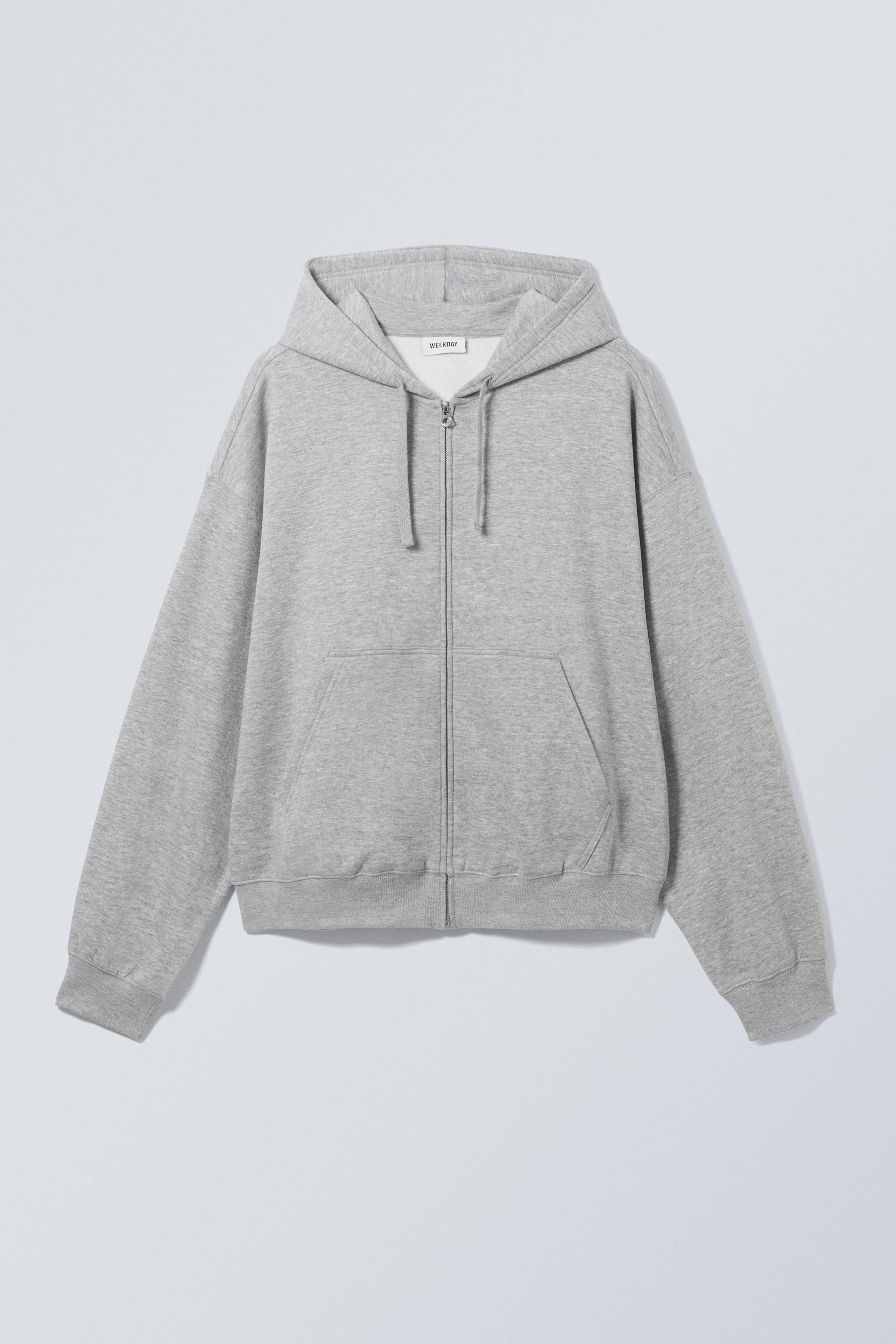 Ljus gråmelerad - Boxy Midweight Zip Hoodie - 1