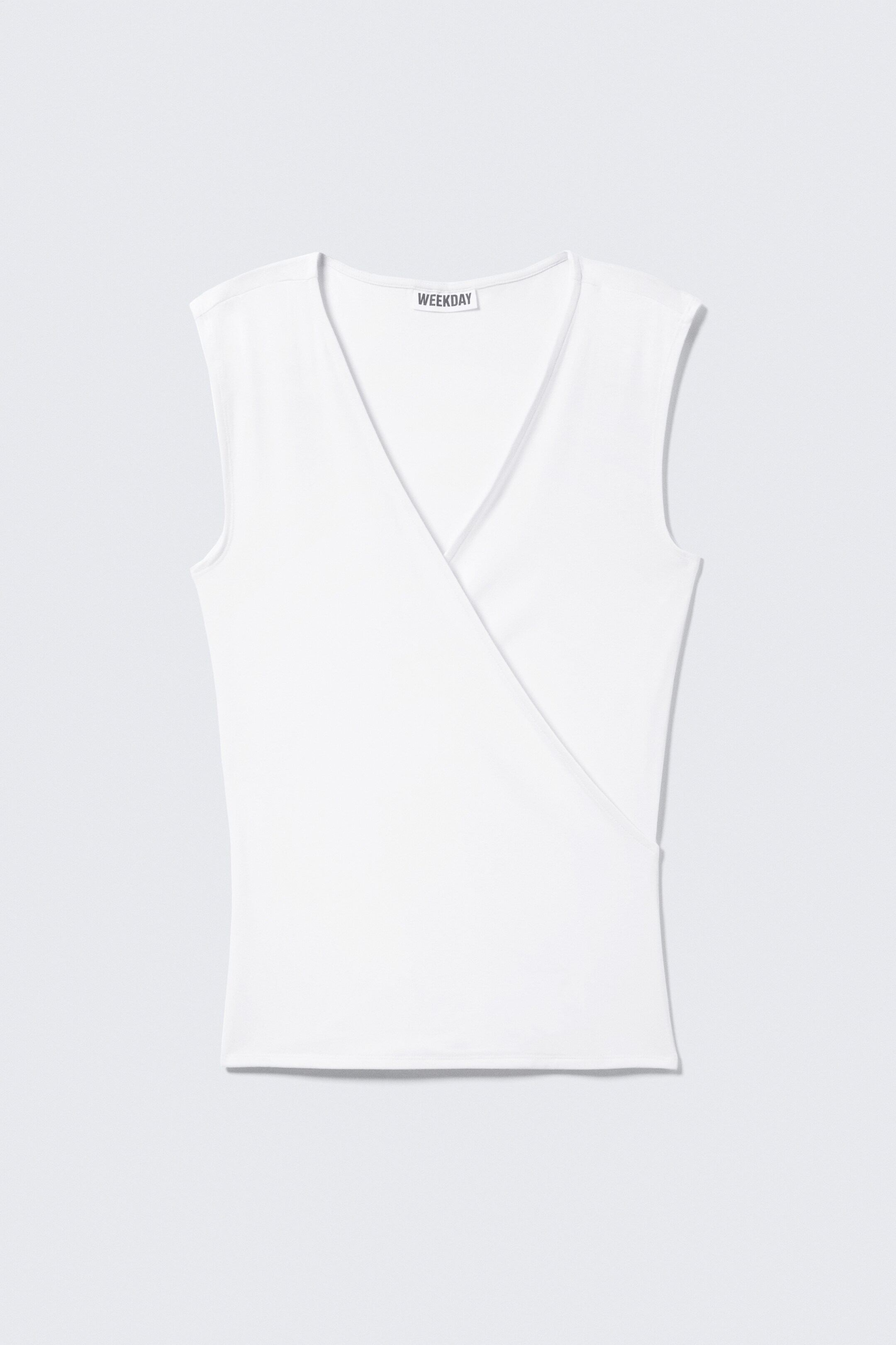 Visa större bild: ÄRMLÖS TOPP I JERSEY MED OMLOTT - Vit - DAM | H&M FI 4