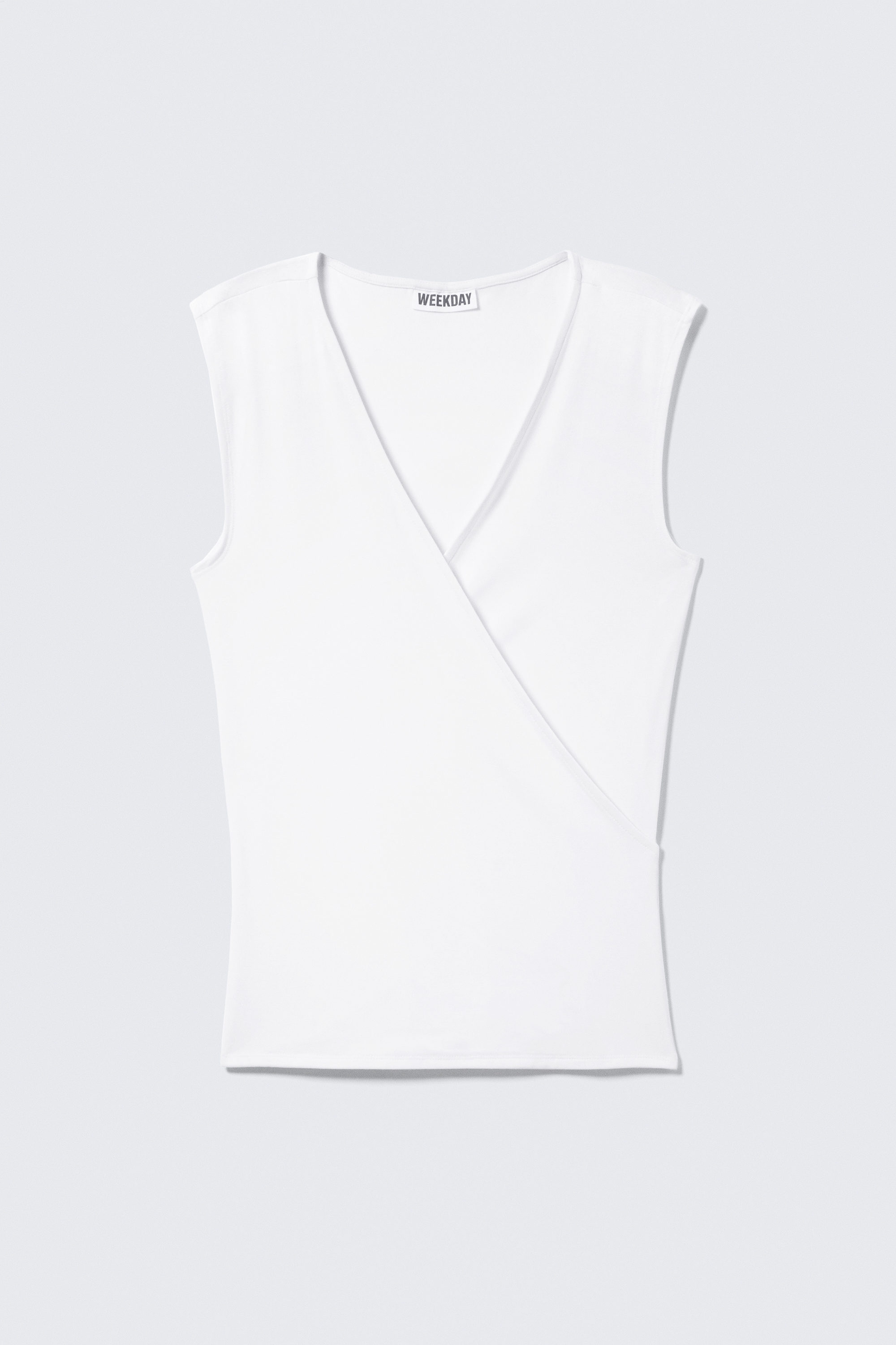 White - SLEEVELESS JERSEY WRAP TOP - 3