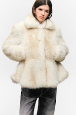 Gebroken wit - Peplum jack van imitatiebont - 3