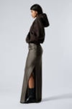 Dark Mole - Low Rise Bias-Cut Satin Maxi Skirt - 1