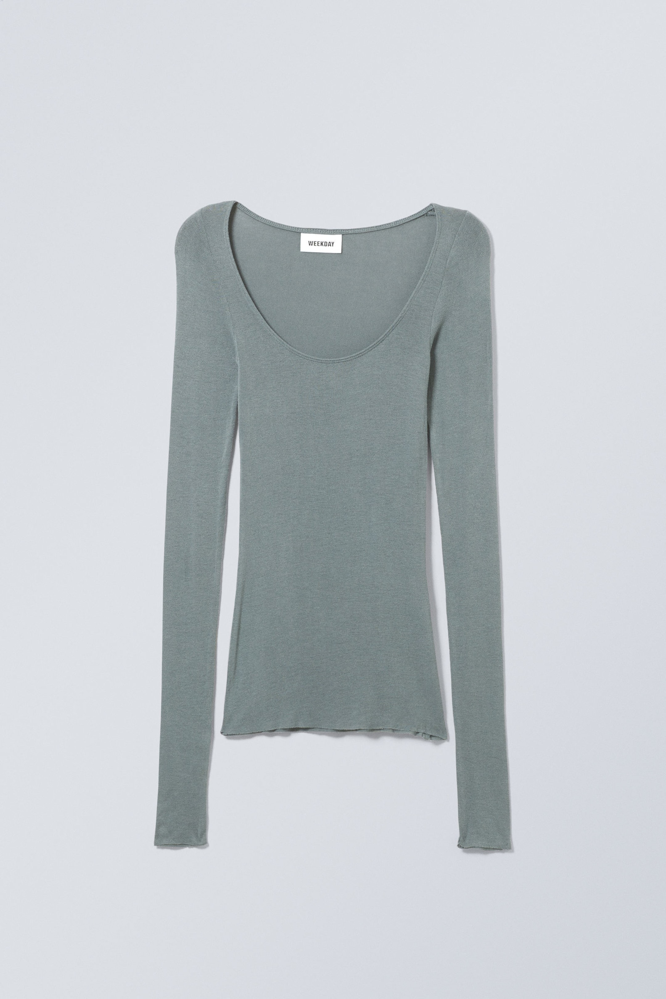 Staubiges Türkis - Durchscheinendes Longsleeve-Top Tea - 0