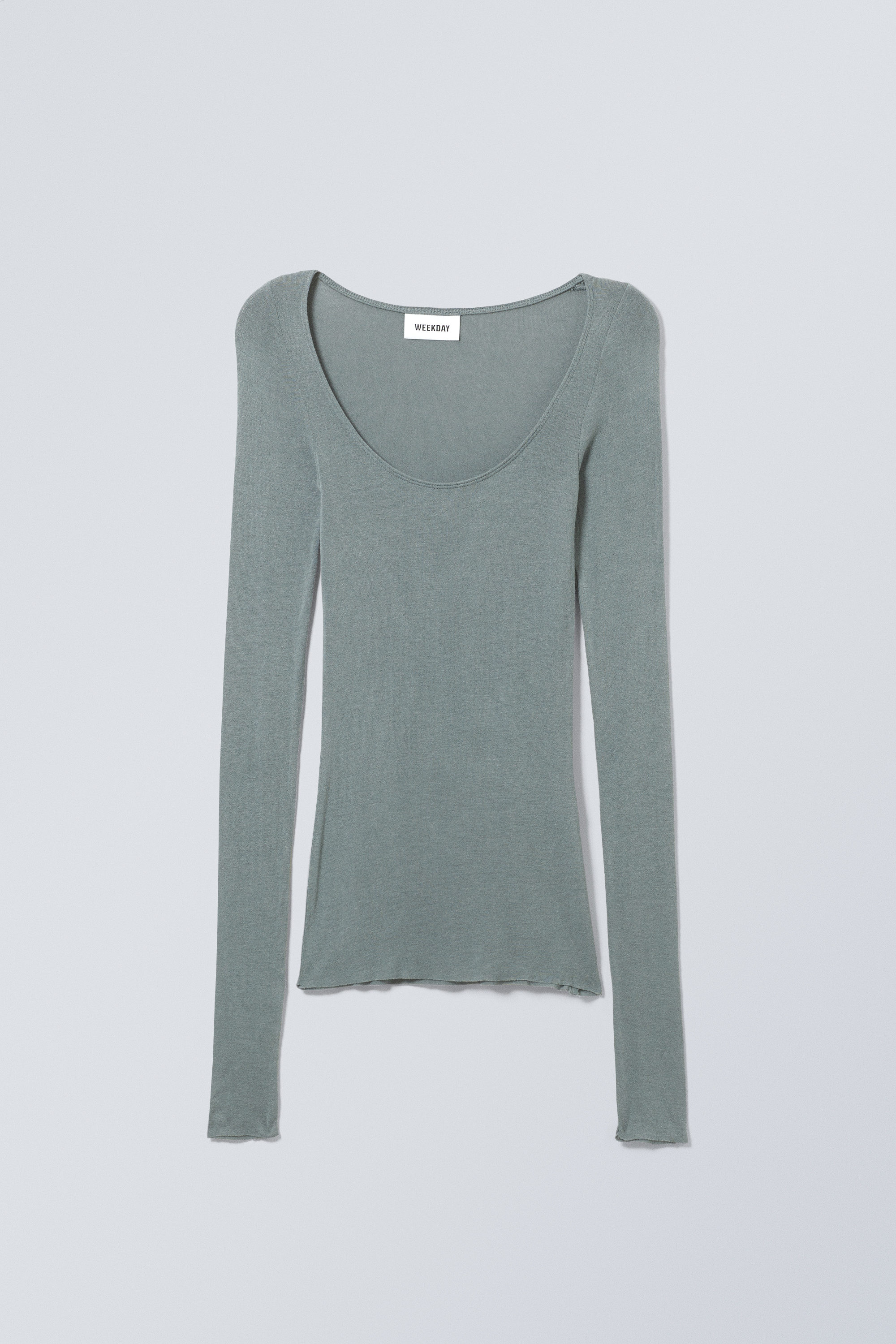 tea sheer long sleeve top - Dusty Turquoise | Weekday EU