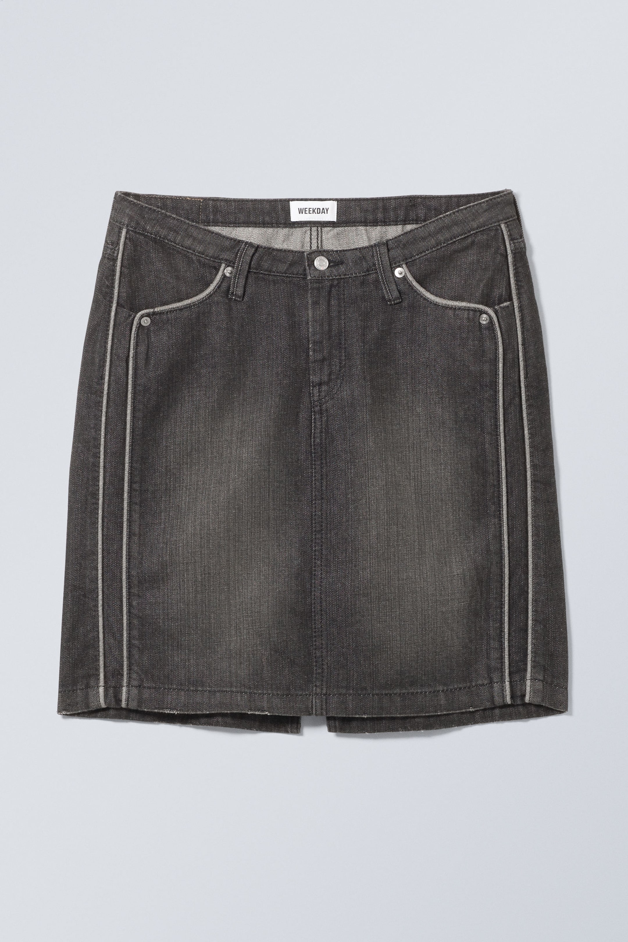 Dirty Ash - Piped Knee Length Denim Skirt - 1