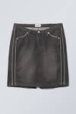 Dirty Ash - Piped Knee Length Denim Skirt - 0