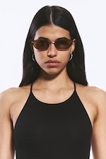 Brass - Bruna linser - Oval metallram unisex solglasögon - 0