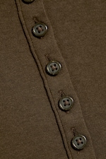 Donkerbruin - Nauwsluitende henley met gedrapeerde mouwen - 4