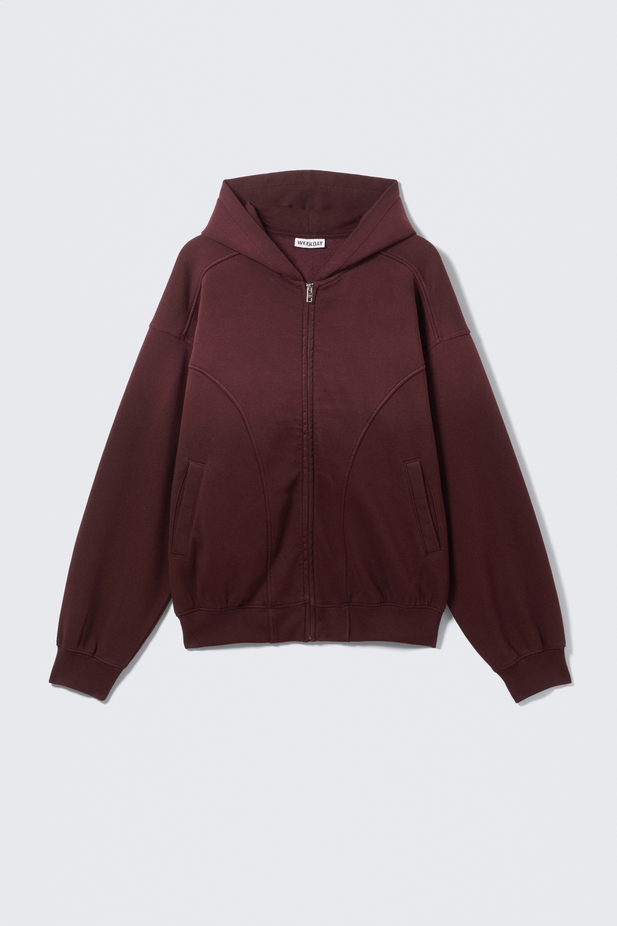 Ver imagem maior: Casaco de fecho com capuz oversized - Vermelho-escuro - HOMEM | H&M PT 1