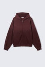 Dark Red - Round Oversized Zip Hoodie - 5