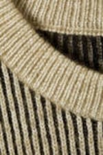 Khaki - Zweifarbiger Strickpullover aus Wollmischung - 1