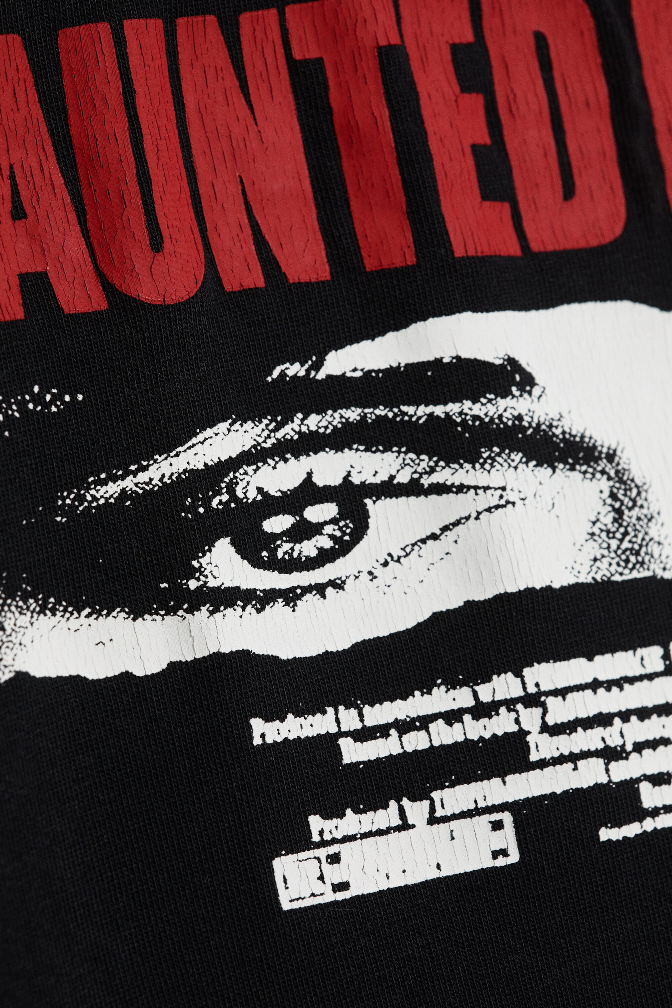 Schwarz - "Haunted Dreams" - Bedrucktes kastiges T-Shirt - 4