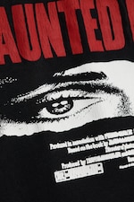 Schwarz - "Haunted Dreams" - Bedrucktes kastiges T-Shirt - 4