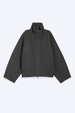 Dark Grey Melange - Wool-blend funnel jacket - 6