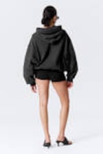 Dark Grey - Oversized Broderie Anglaise Zip Hoodie - 3