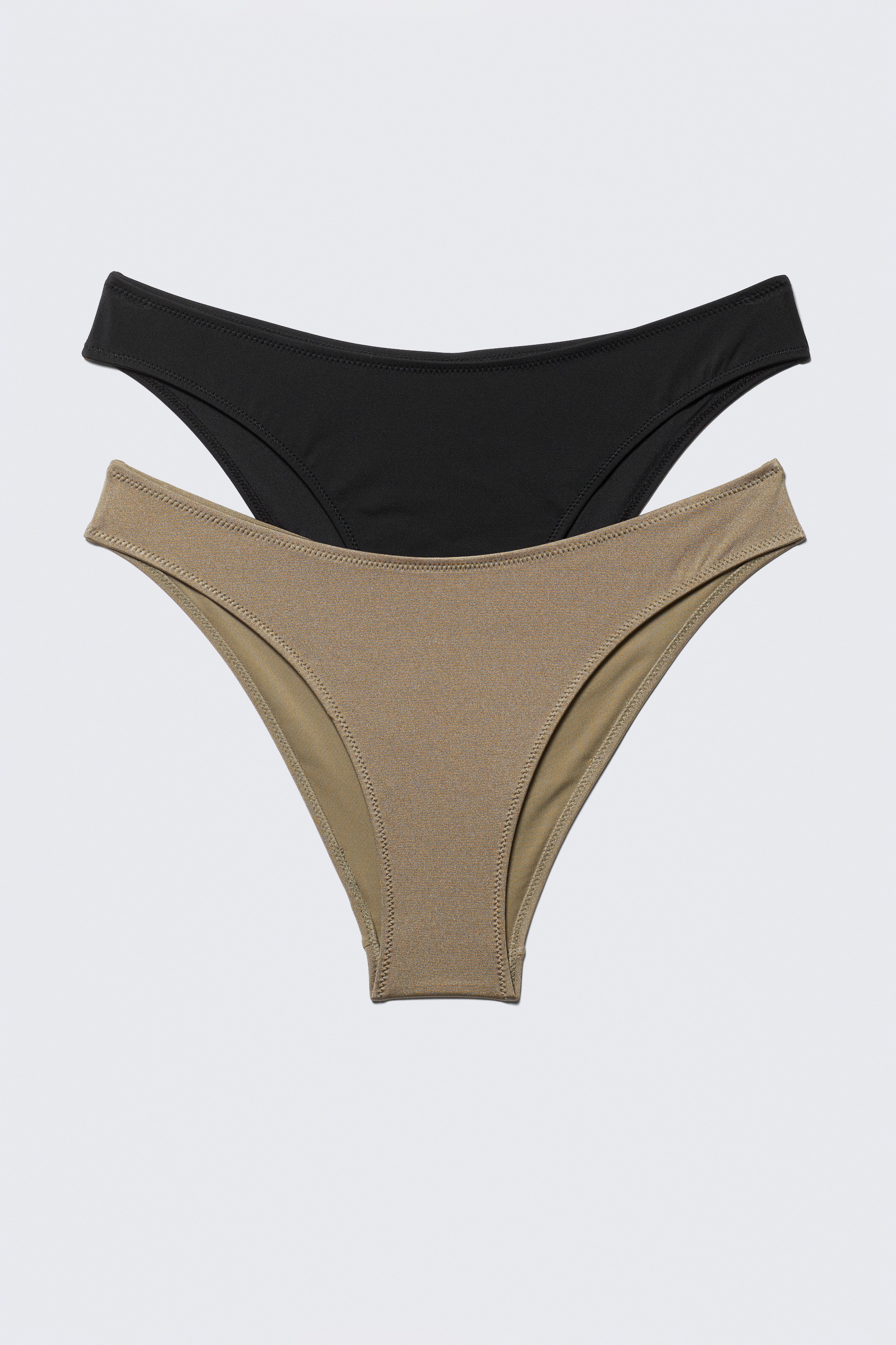 2-pack bikinibroekjes met ronde tailleband - Zwart en beige