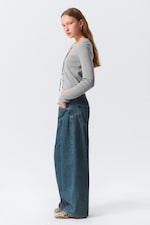 Blue Anthem - Medium Blue - High Waisted Curved-Yoke Barrel Jeans - 2